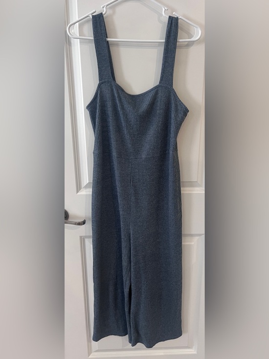 wild fable Pants - Target Wild Fable Heathered Blue Ribbed Knit Square Neck Wide Leg Jumpsuit M